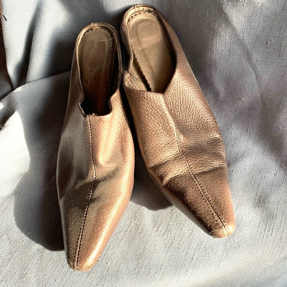 Bronze pointy toed mule leather size 8 - Picture 2 of 5